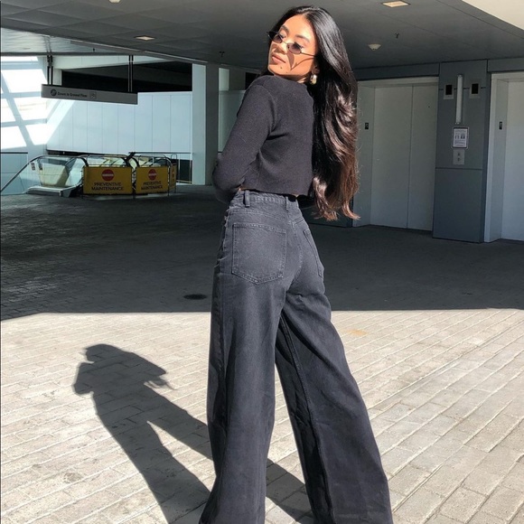 zara 90s full length jeans black